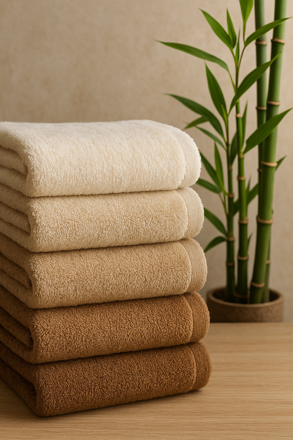 Stack of bamboo towels showcasing eco-friendly softness