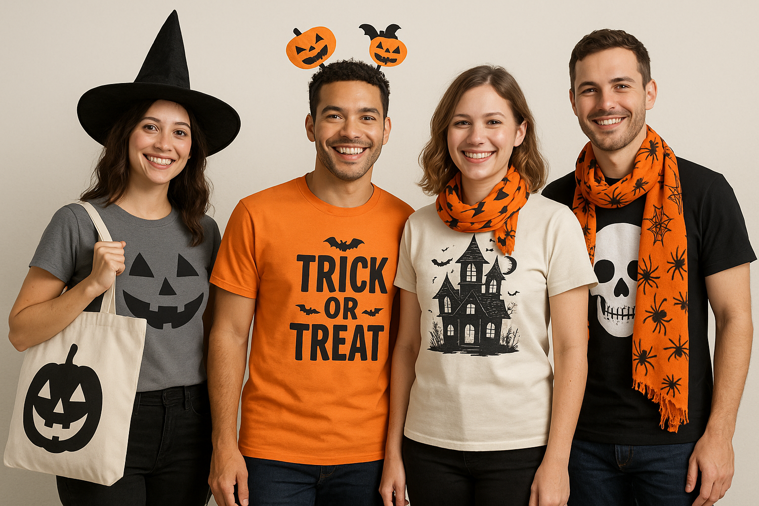 Personalised Halloween costumes and accessories displayed.