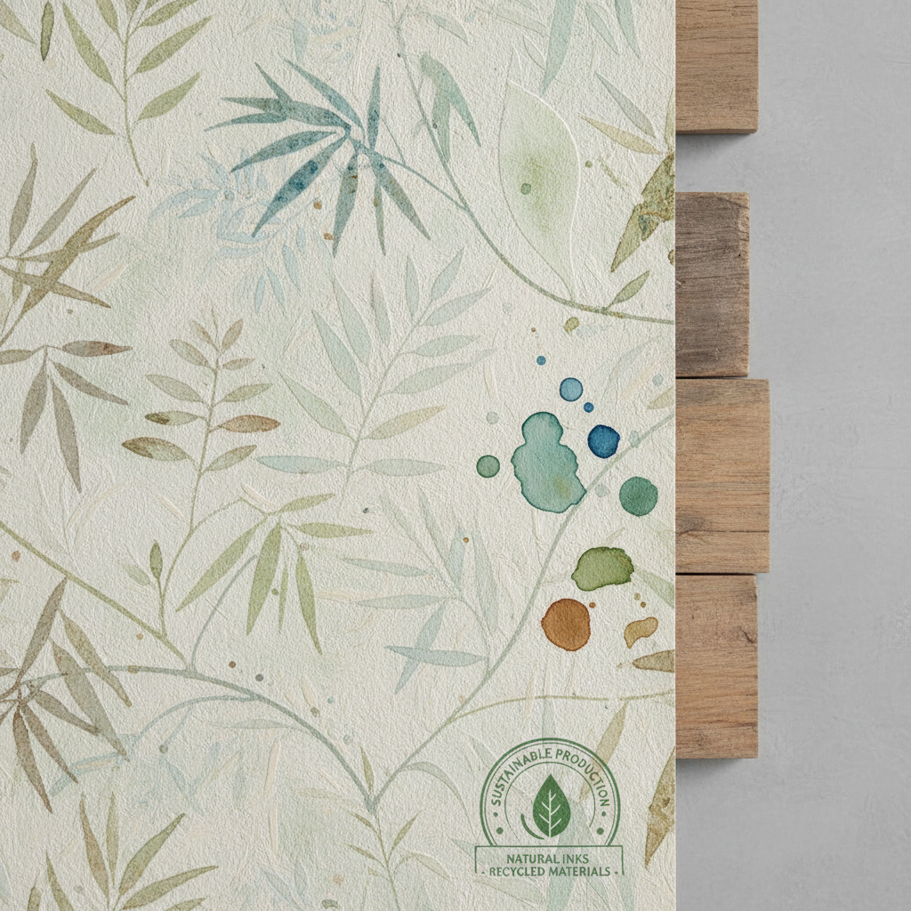 Eco-friendly wallpaper materials and inks for sustainable production