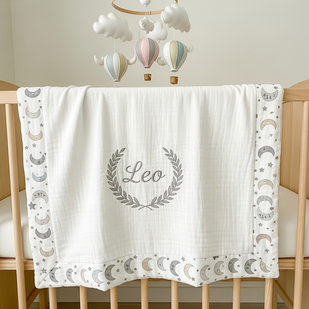 Personalised baby blanket in a nursery