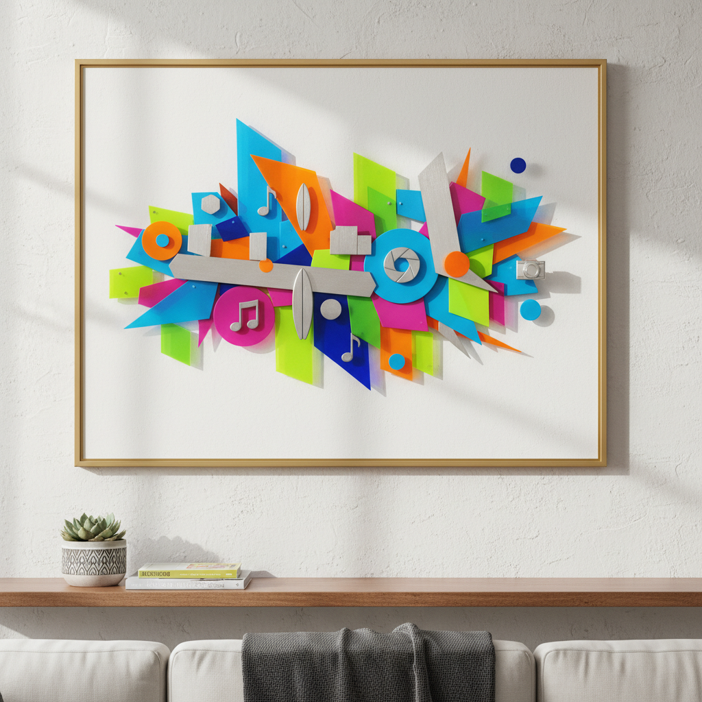 Unique custom wall art displayed in a stylish home