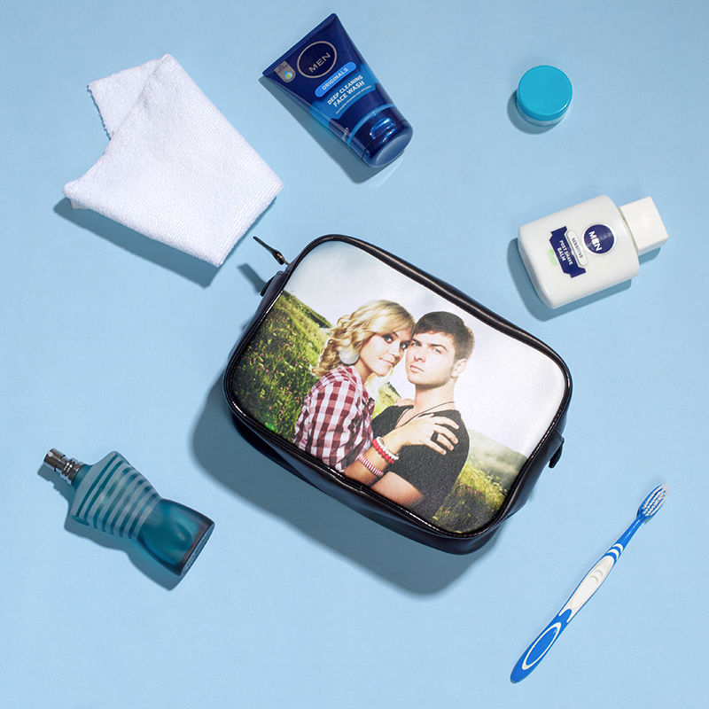 Men's Personalised Washbag. Personalised Leather Wash Bag UK