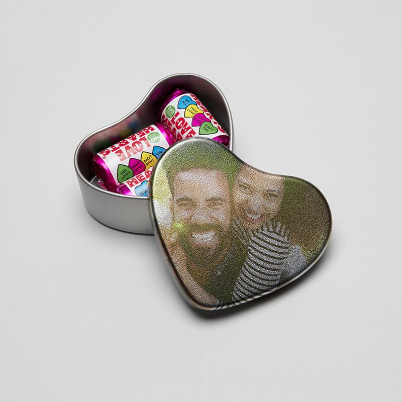 imprimé avec image photo /& texte boîte à bijoux avec texte souhaité en métal en forme de coeur Coffret cadeau coeur imprimé individuellement personnalisé idée cadeau avec couvercle