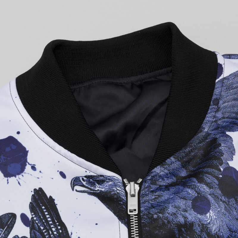 AIEOE Giacca bomber da uomo, leggera, per le mezze stagioni, casual, con colletto alto, per autunno e primavera, Blu, XXXL