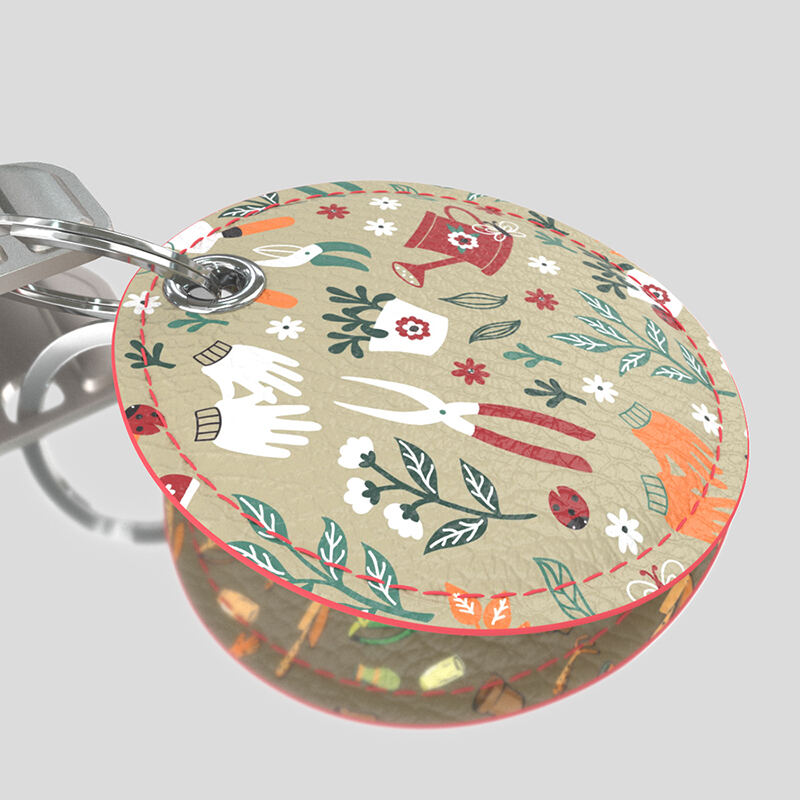 Custom Designer Leather Keychain. Printed Luxury Keychain.