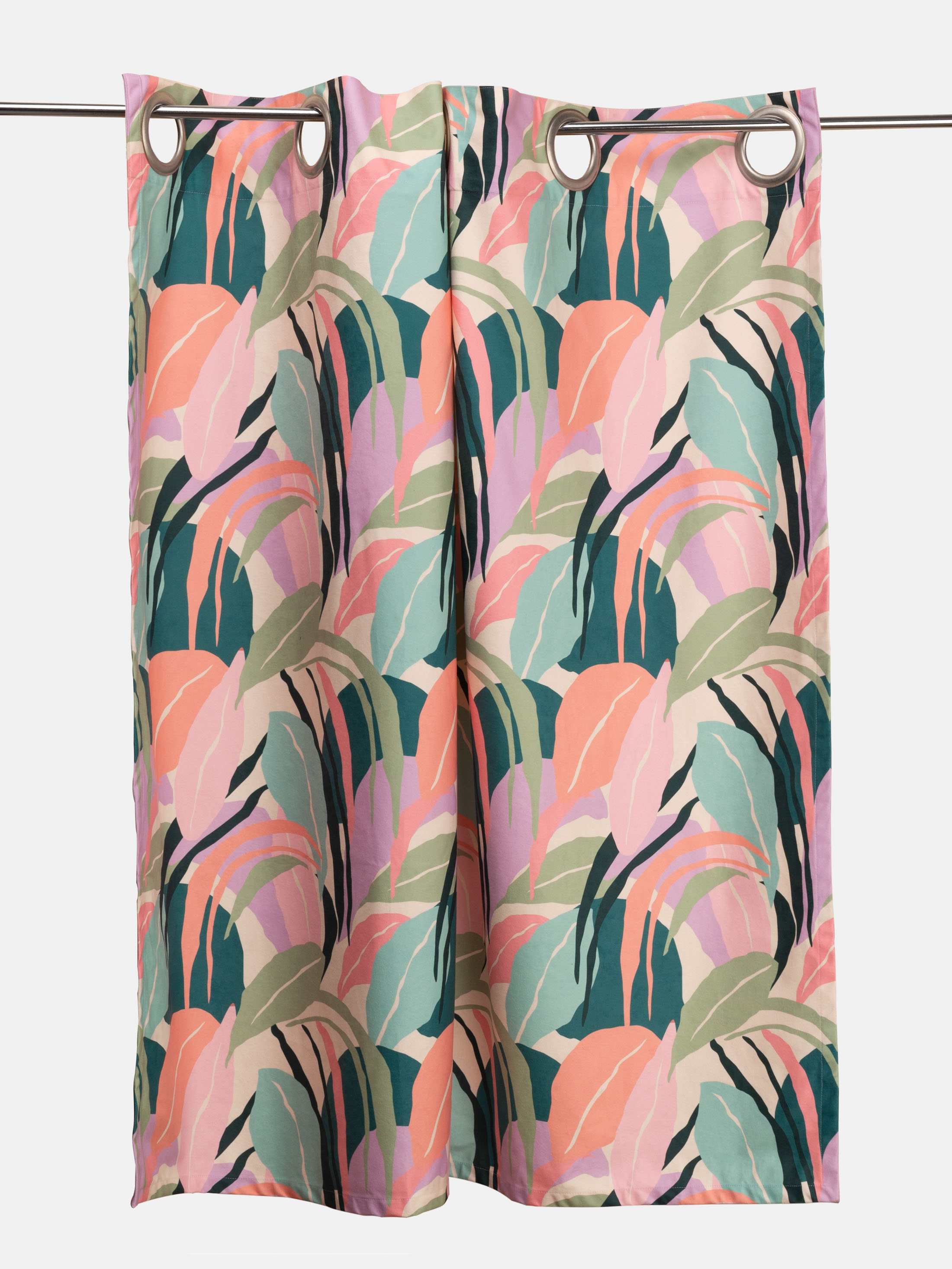 Lot De 2 Rideaux Toile Orientale - Kaki Aspect Naturel - Style Classique - Neufs
