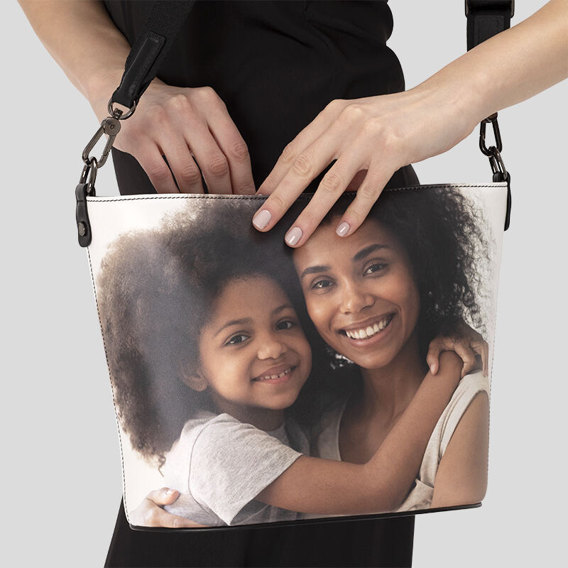 Personalised Leather Bucket Tote. Handmade to order.