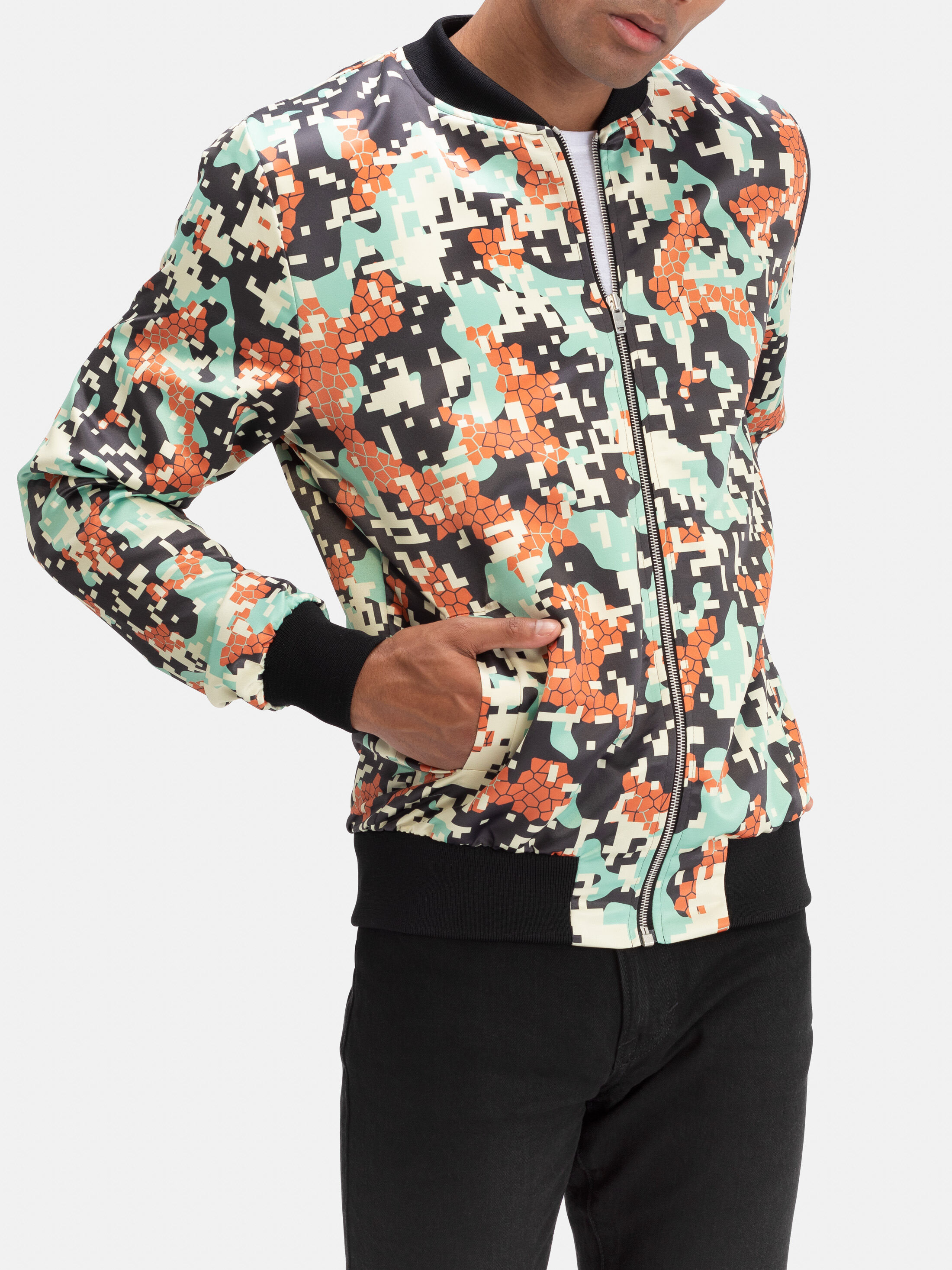Giacca da bomber sottile da uomo, per le mezze stagioni, con bottoni, per il tempo libero, leggera, slim fit, da pilota, con colletto alto, da corsa, casual, da aviatore, Blu, L