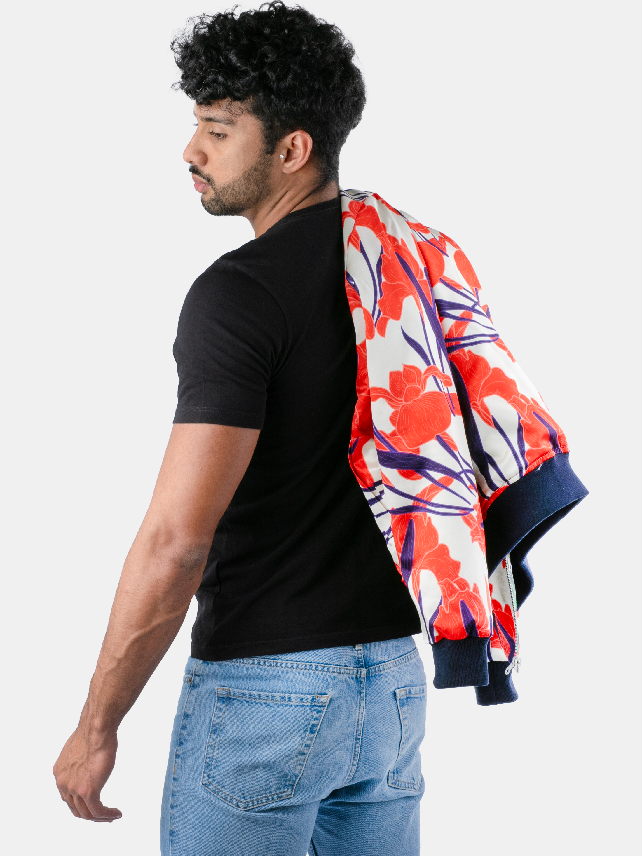 Spiral Blue Swirl Tie Die Men's Bomber Jacket