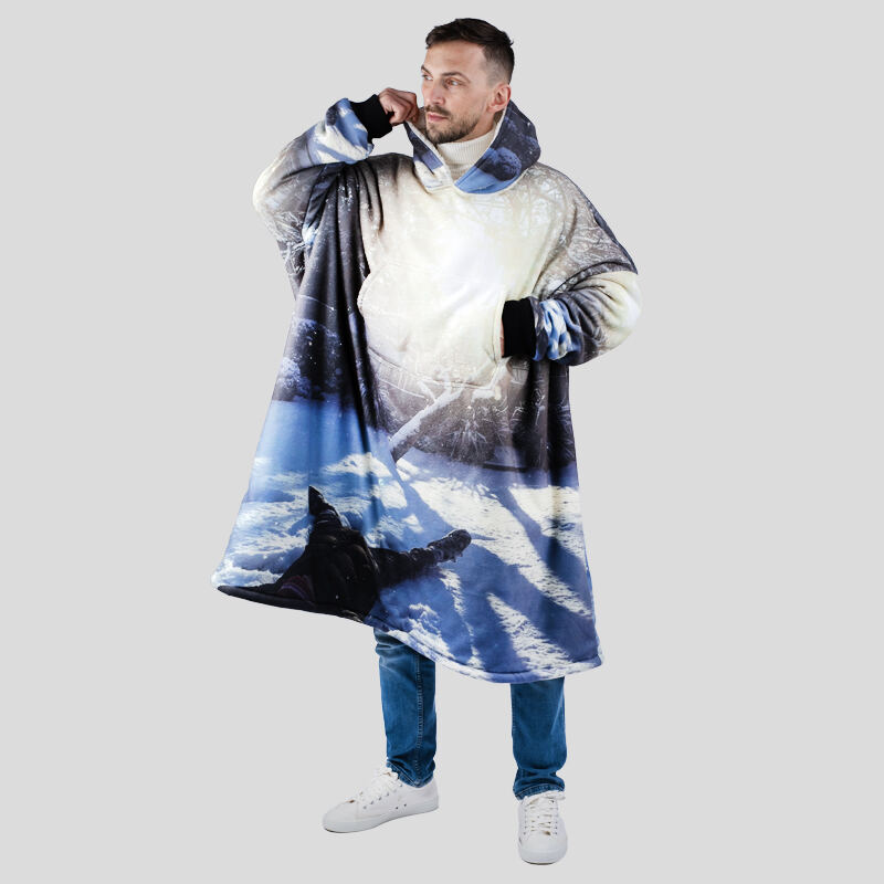 Birthday Print Pattern Hooded Blanket