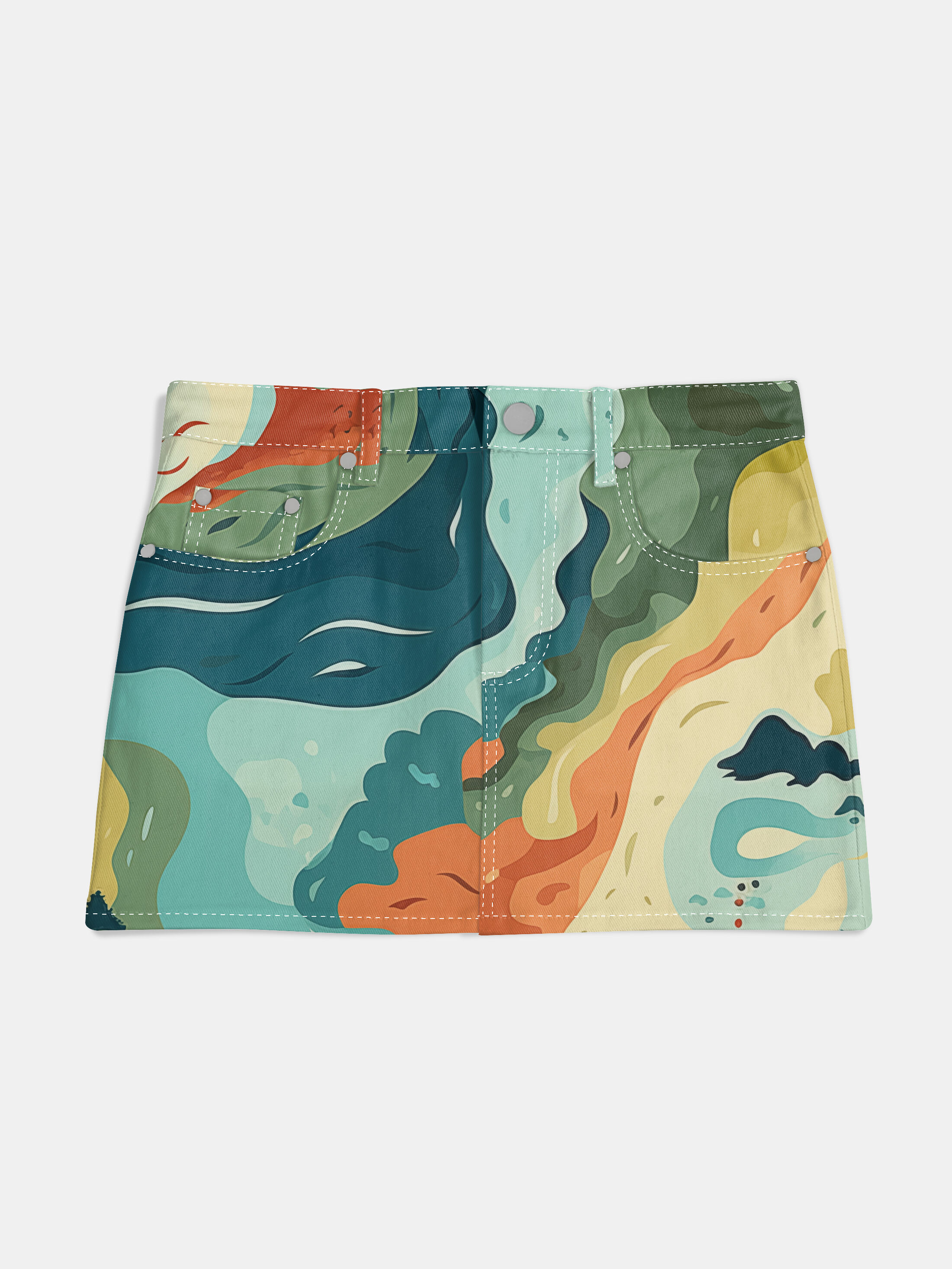 Custom-fit black short denim skirt
