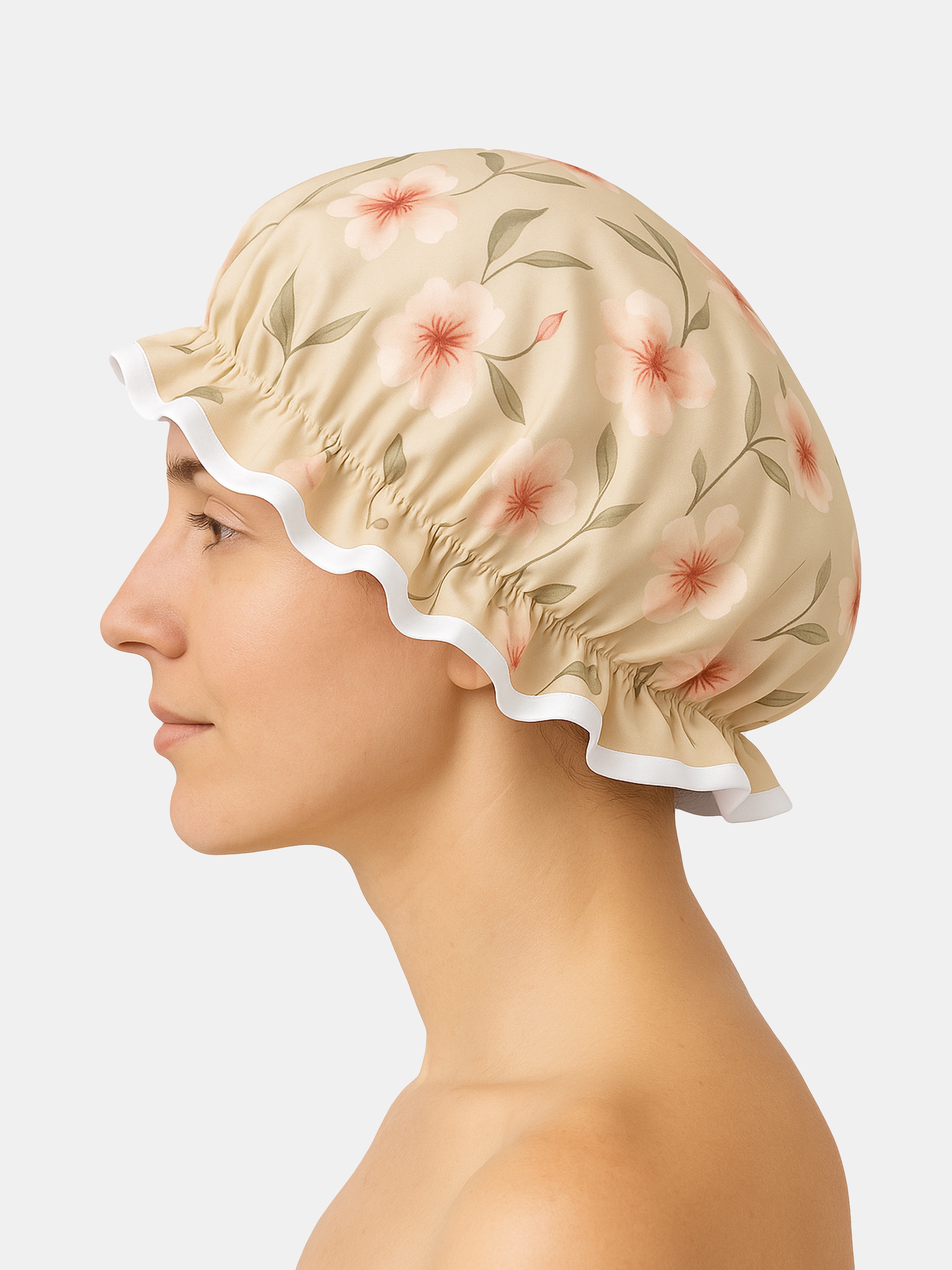 Luvruitaky Duschhaube Für Frauen – Wiederverwendbar, Wasserdicht, Mit Verstellbarem Band, Hält Dein Haar Trocken (Rosa)