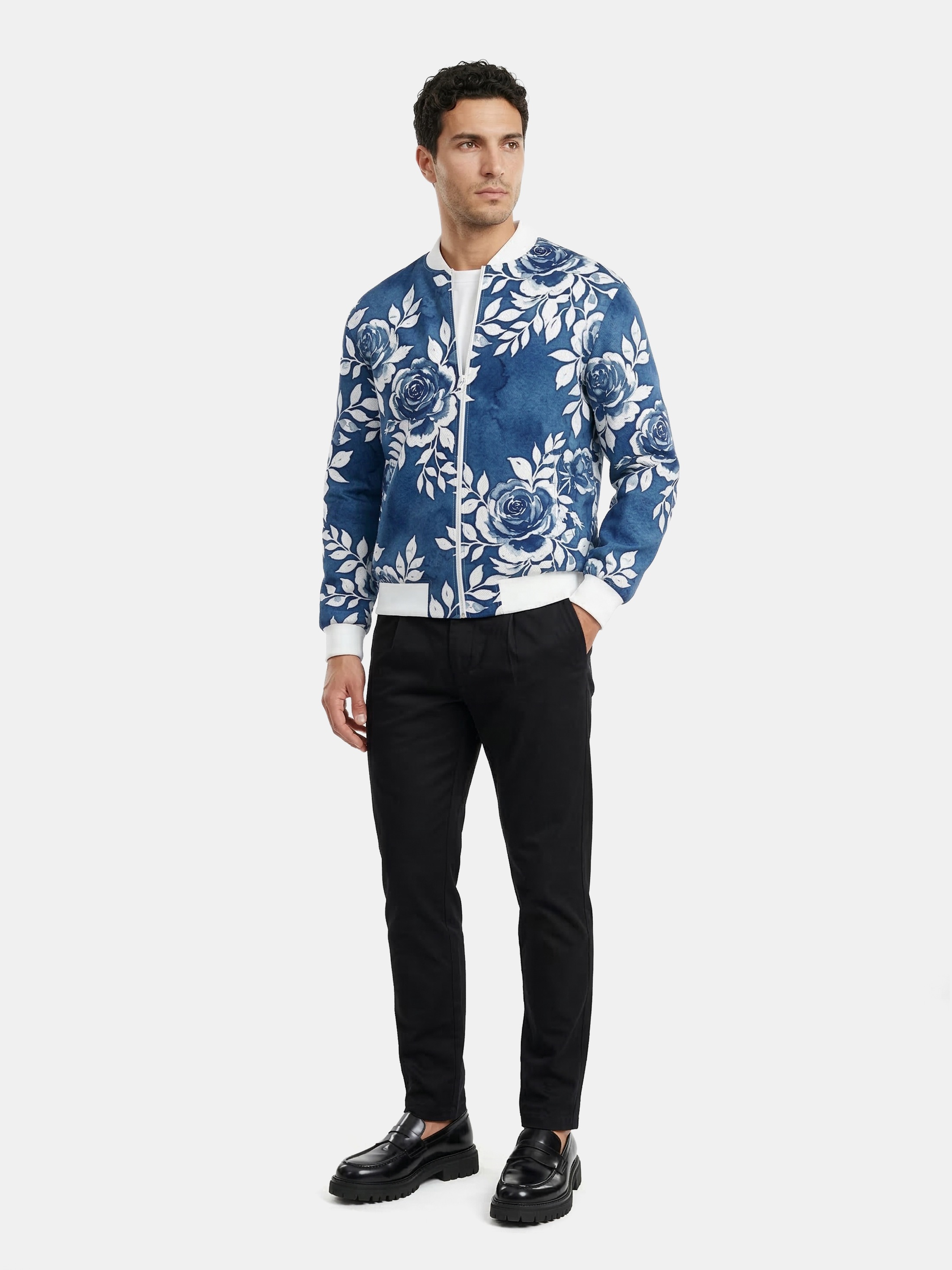 Men's Custom Denim Bomber Jacket