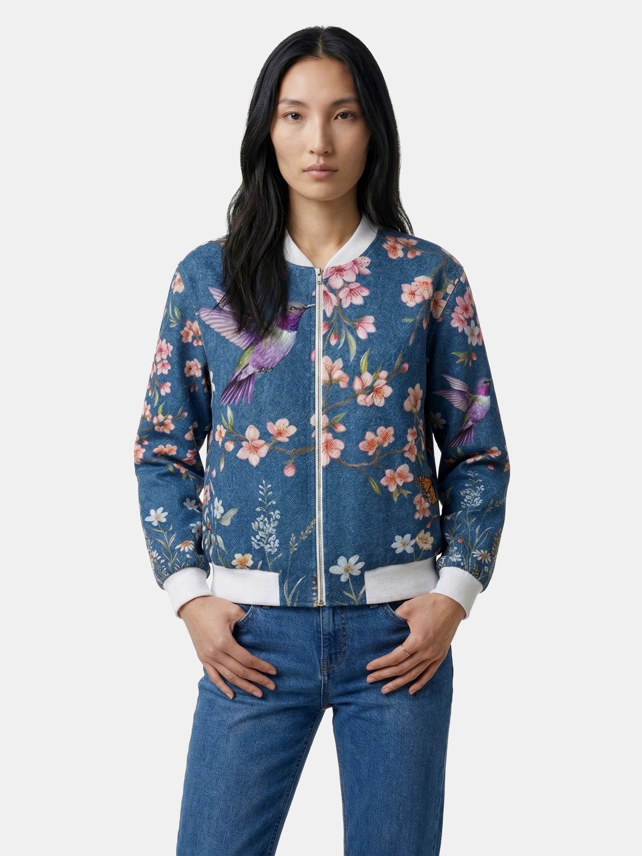 Women's Custom Denim Bomber Jacket