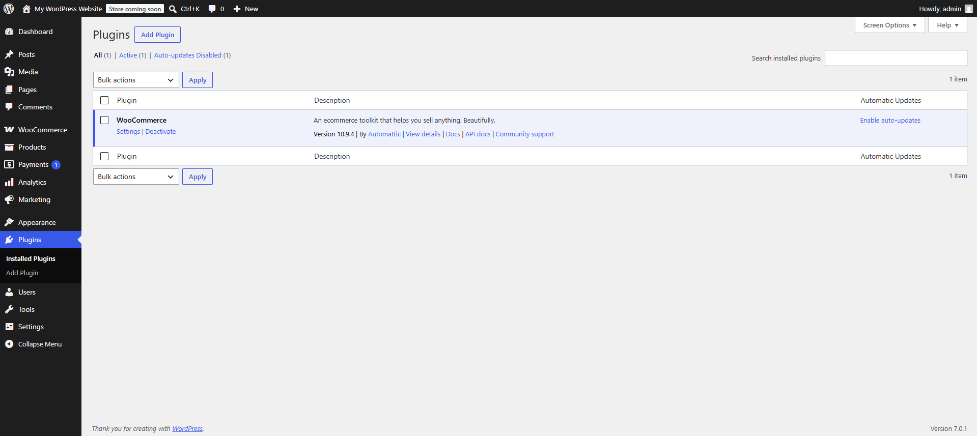 WordPress Plugins page